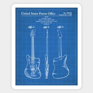 Electric Guitar Patent - Guitarist Music Lover Art - Blueprint Sticker